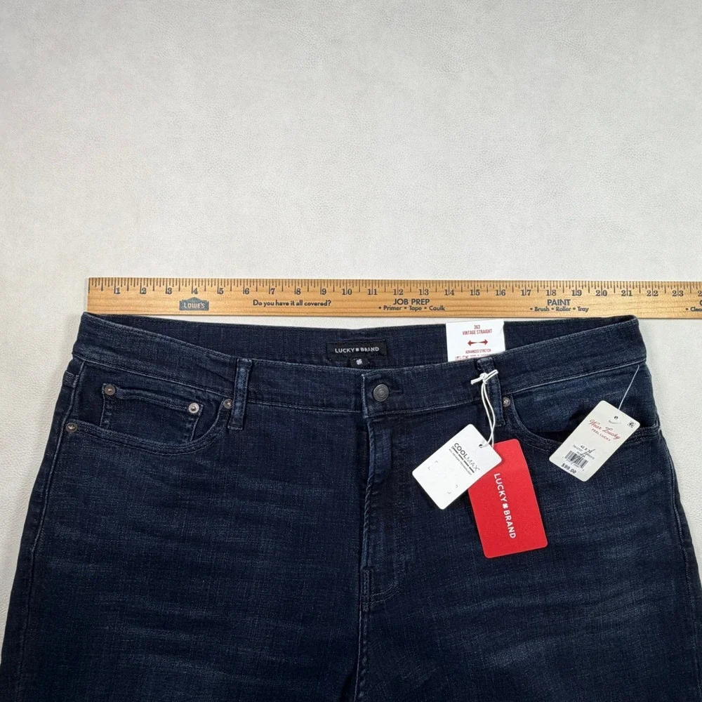 NWT Lucky Brand 363 Vintage Straight Mens Jeans 42x32 Huron Dark Blue Coolmax